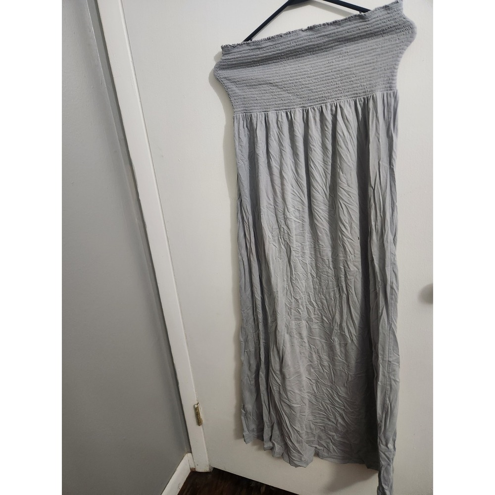 Old‎ Navy Womens Grey Floral Smocked Strapless Maxi Tube Dress Large Boho Summer - Picture 5 of 6